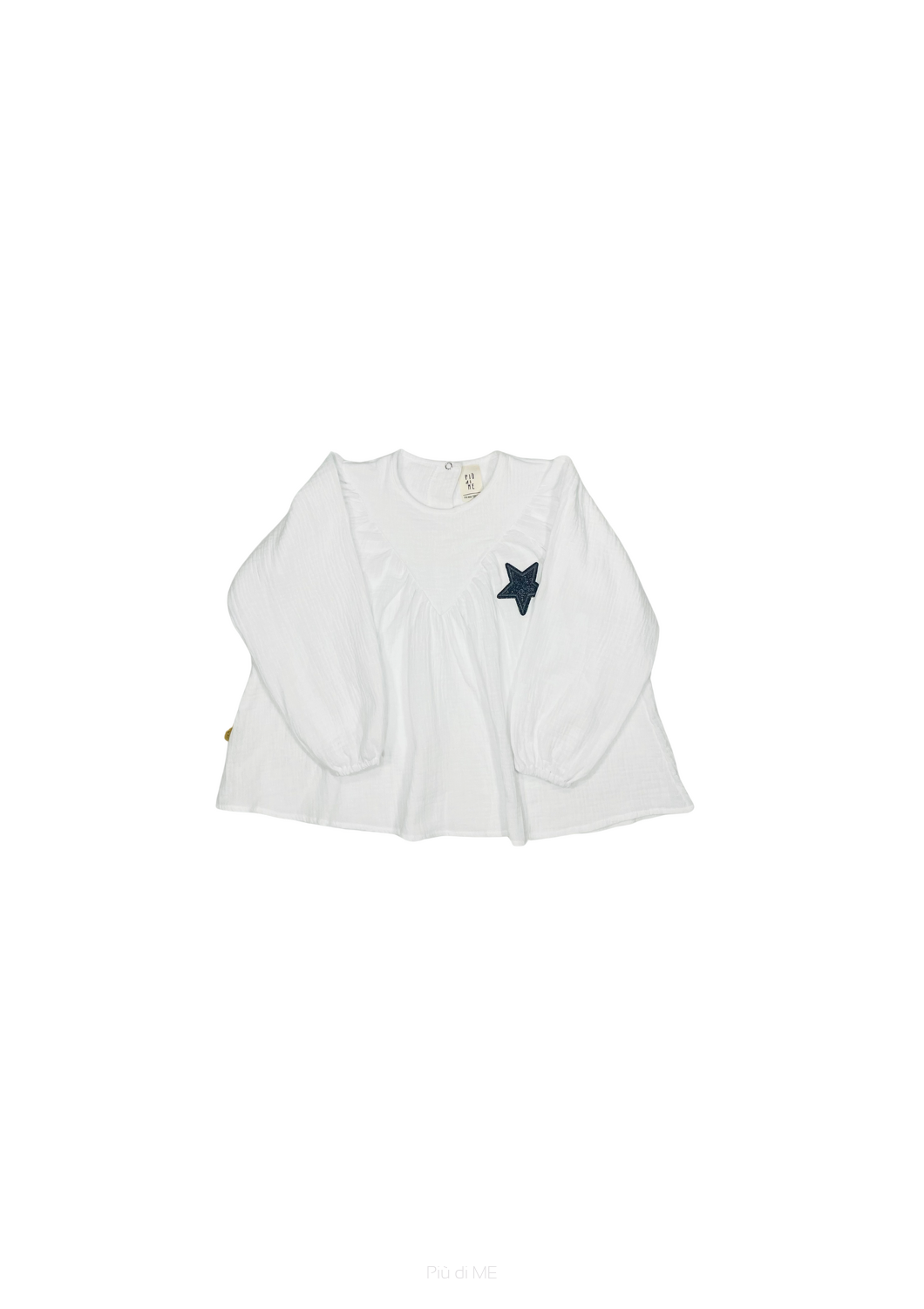 211-24  MUSLIN BLOUSE -  STAR / WHITE  - GOTS