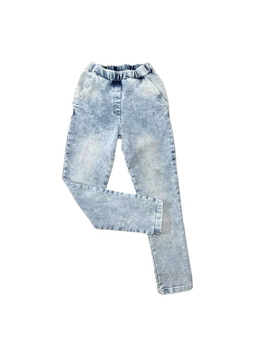 034-25 GIRL TROUSERS - BLUE LAGUN COTTON  ( 100% COTTON )