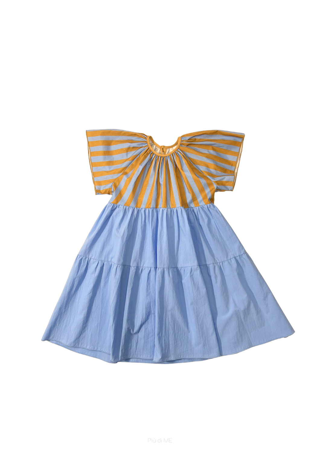 008-25 FREEDOM DRESS - BLUE & OCHRE STRIPES