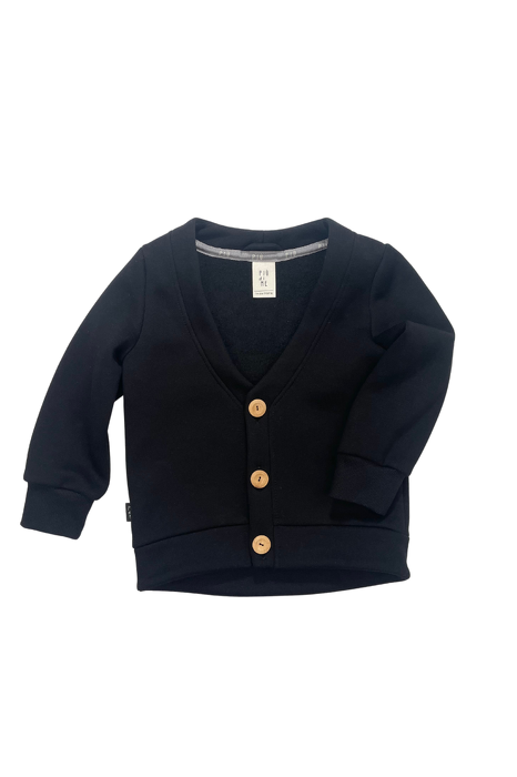 138-23 CARDIGAN WH BUTTONS / BLACK