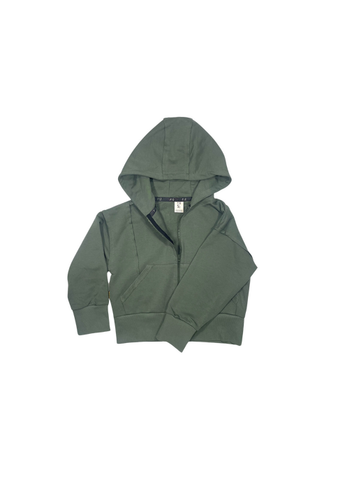 243-24 HOODIE ZIP BASIC / DARK GREEN