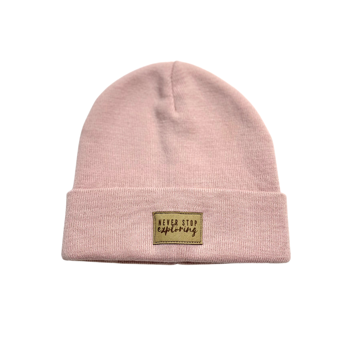 267-22 BEANIE "NEVER STOP EXPLORING" / PINK