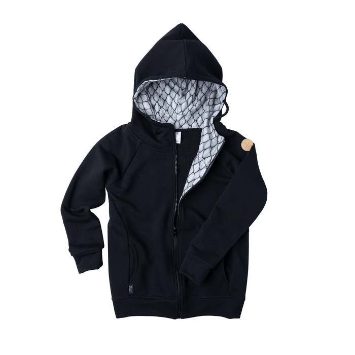 109-20 HOODIE ZIP / black & dragon scales 