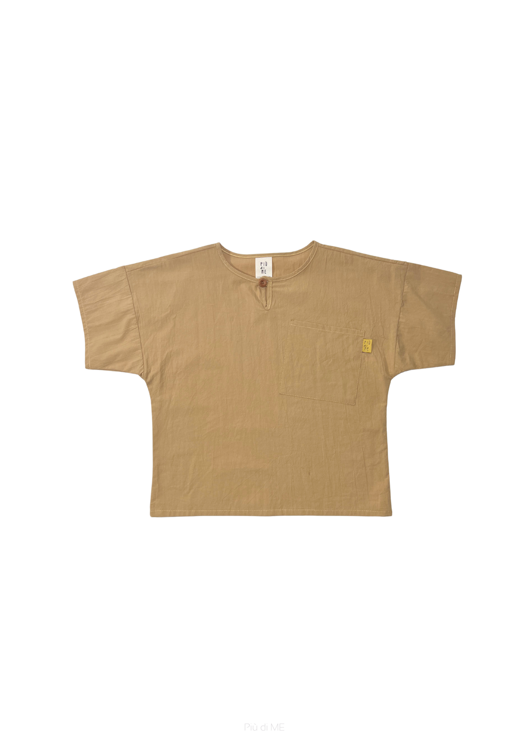 065-25 T-SHIRT WH BUTTON- OCHRE ( 100% COTTON )