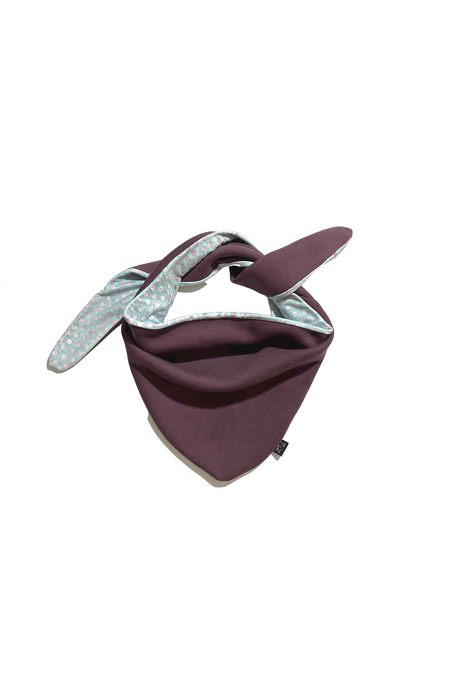 132*-21 WINTER scarf / eggplant & pastel dots