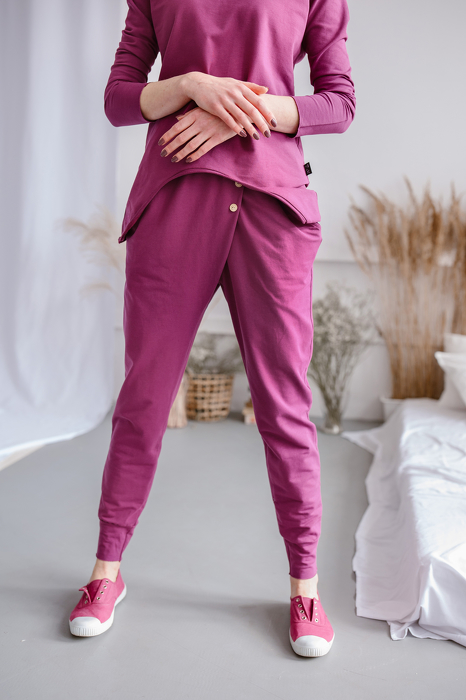 0160-22 WOMAN TROUSERS / RED-VIOLET