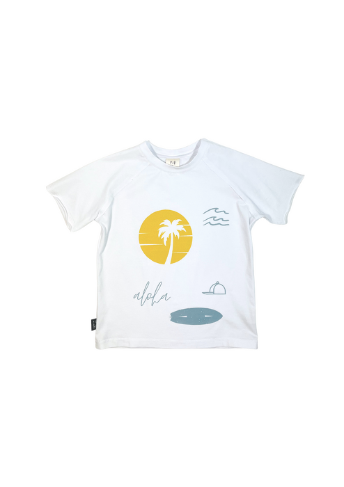 035-23 T-SHIRT white / ALOHA & WAVE - GOTS