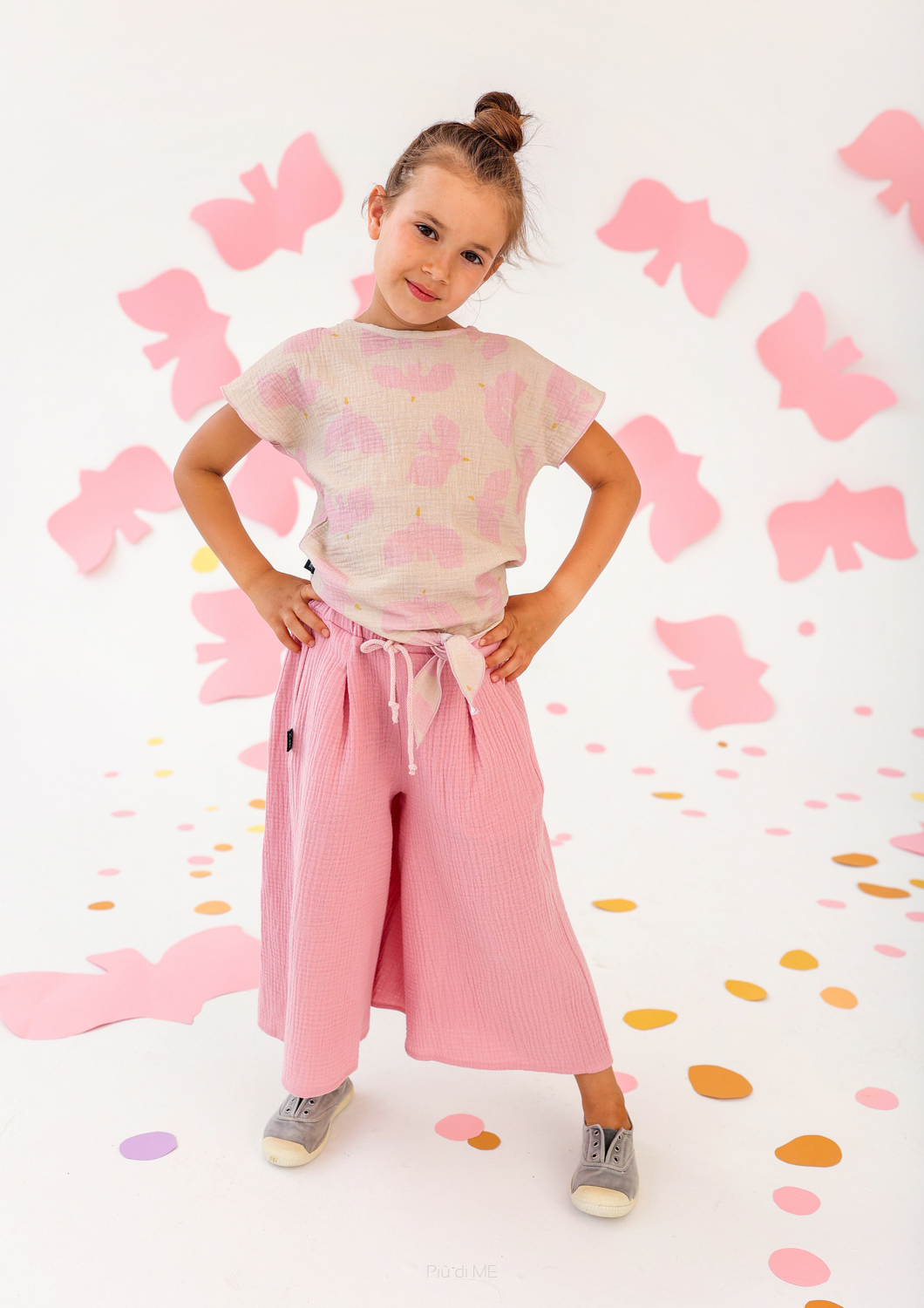 033-24 CULOTTE PANTS / PINK MUSLIN - GOTS