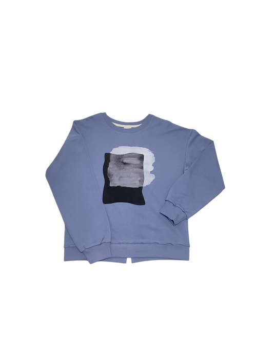 062-25 SWEATSHIRT "PAINT"- TONED BLUE